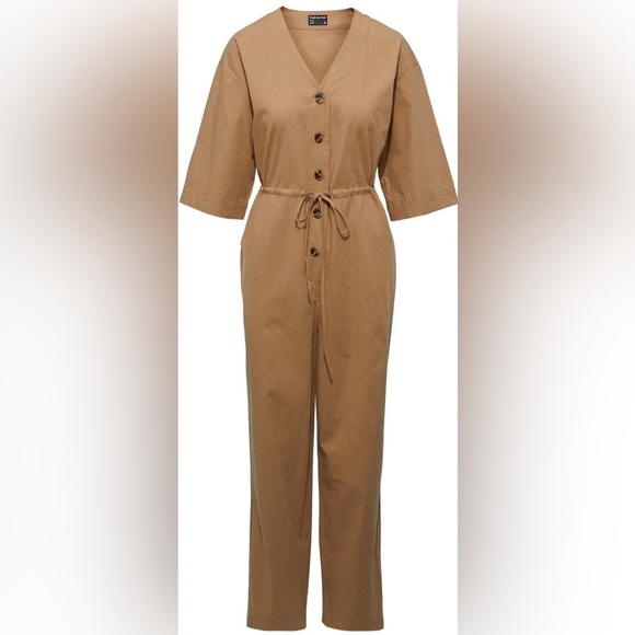 FRANK & OAK Sz L Jumpsuit The Kapok Button Closure Drawstring Pockets NEW - Picture 1 of 13